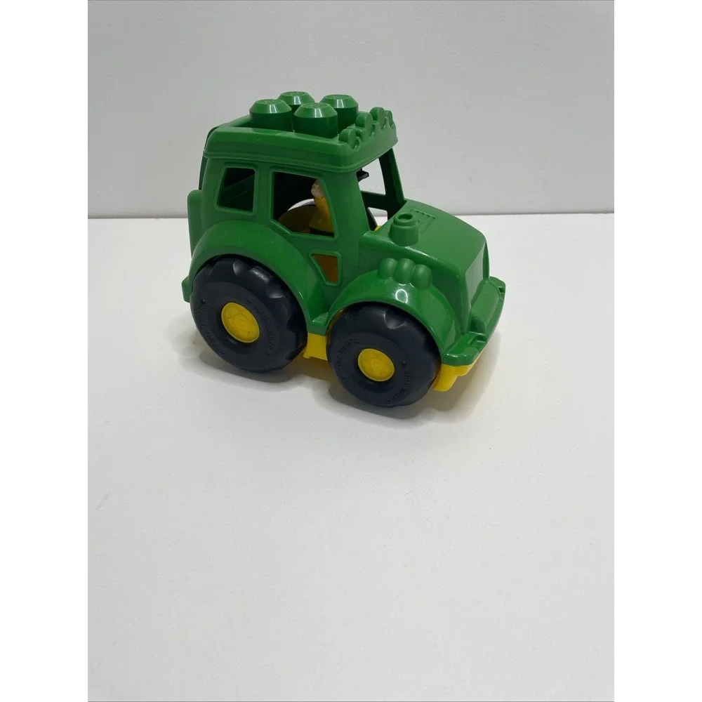 Mega Bloks John Deere Green Tractor Toy with Farmer Figure Block Buddy Set